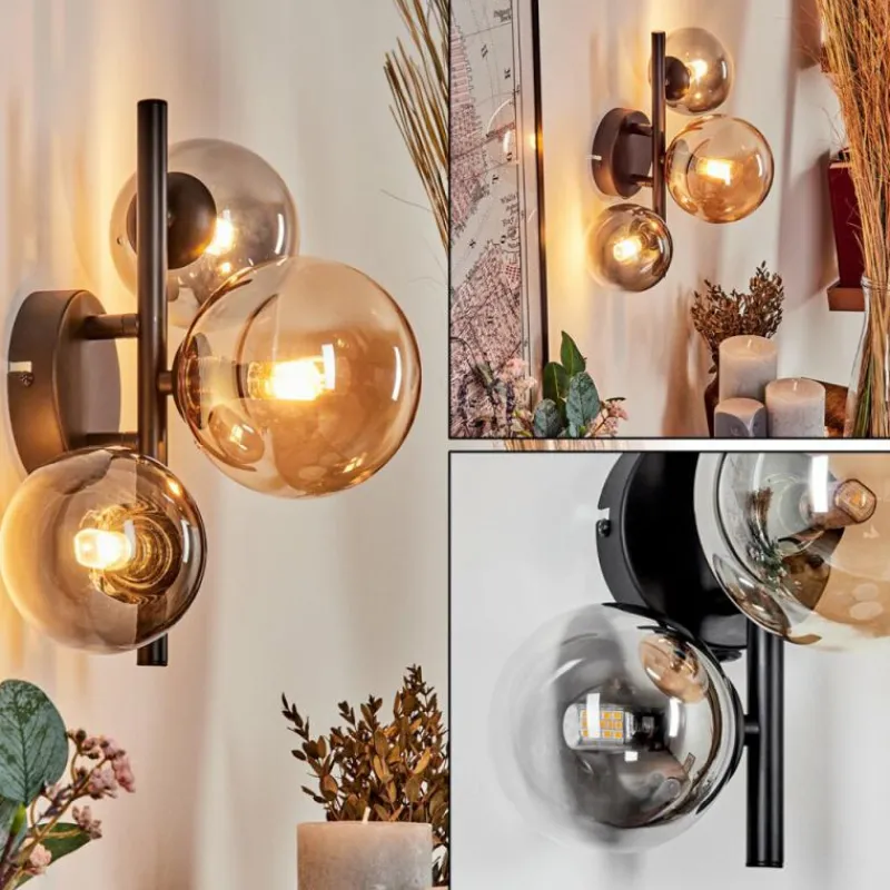 hofstein Applique murale - Verre Chehalis Ambre, Clair, Fumé, 3 lumières