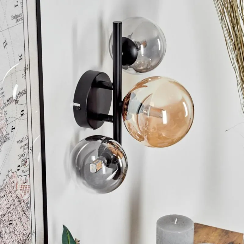 hofstein Applique murale - Verre Chehalis Ambre, Clair, Fumé, 3 lumières