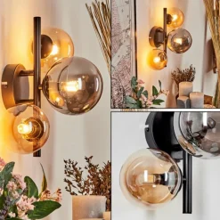 hofstein Applique murale - Verre Chehalis Ambre, Fumé, 3 lumières