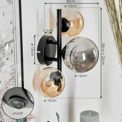 hofstein Applique murale - Verre Chehalis Ambre, Fumé, 3 lumières