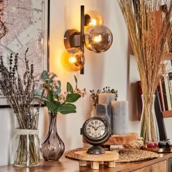 hofstein Applique murale - Verre Chehalis Ambre, Fumé, 3 lumières