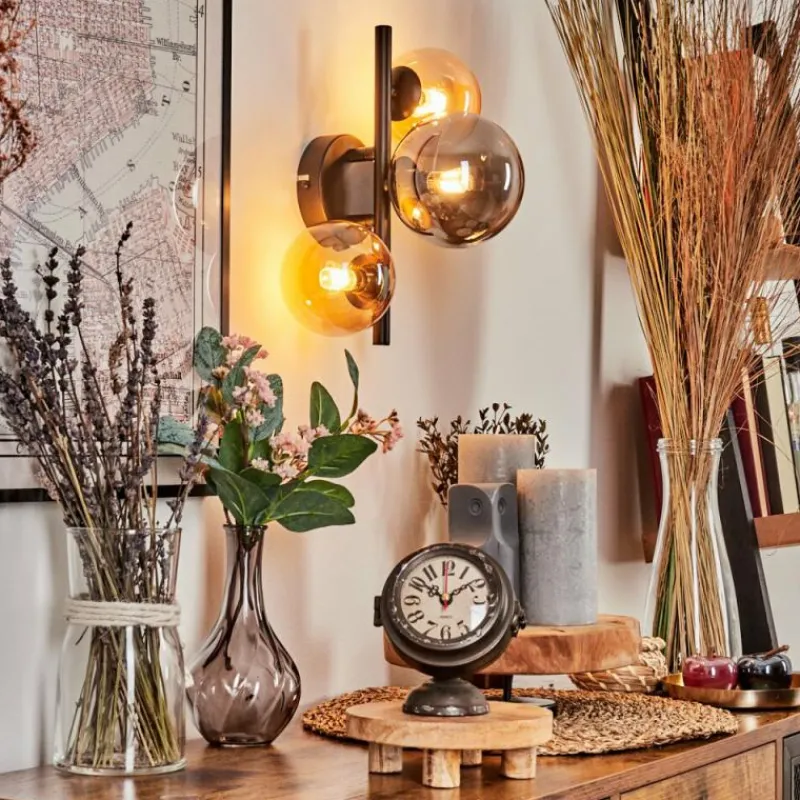 hofstein Applique murale - Verre Chehalis Ambre, Fumé, 3 lumières