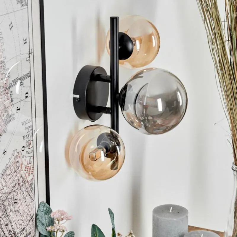 hofstein Applique murale - Verre Chehalis Ambre, Fumé, 3 lumières