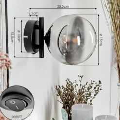 hofstein Applique murale - Verre Chehalis Clair, Fumé, 1 lumière