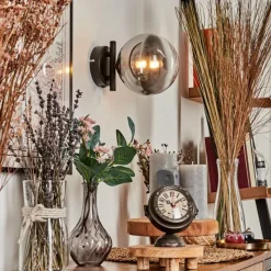 hofstein Applique murale - Verre Chehalis Clair, Fumé, 1 lumière