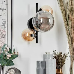 hofstein Applique murale - Verre Chehalis Ambre, Fumé, 3 lumières