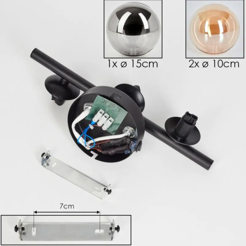 hofstein Applique murale - Verre Chehalis Ambre, Fumé, 3 lumières