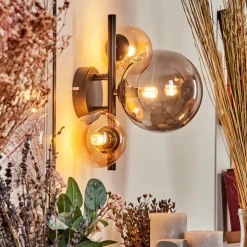 hofstein Applique murale - Verre Chehalis Ambre, Fumé, 3 lumières