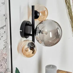 hofstein Applique murale - Verre Chehalis Ambre, Fumé, 3 lumières