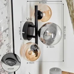 hofstein Applique murale - Verre Chehalis Ambre, Clair, Fumé, 3 lumières