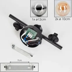 hofstein Applique murale - Verre Chehalis Ambre, Clair, Fumé, 3 lumières