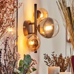 hofstein Applique murale - Verre Chehalis Ambre, Clair, Fumé, 3 lumières