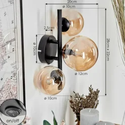 hofstein Applique murale - Verre Chehalis Ambre, 3 lumières