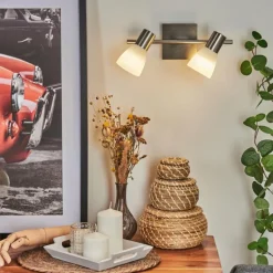 hofstein Applique murale Villaseca LED Nickel mat, 2 lumières