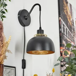 Lampes Dorées-hofstein Applique murale Wambez Noir, 1 lumière