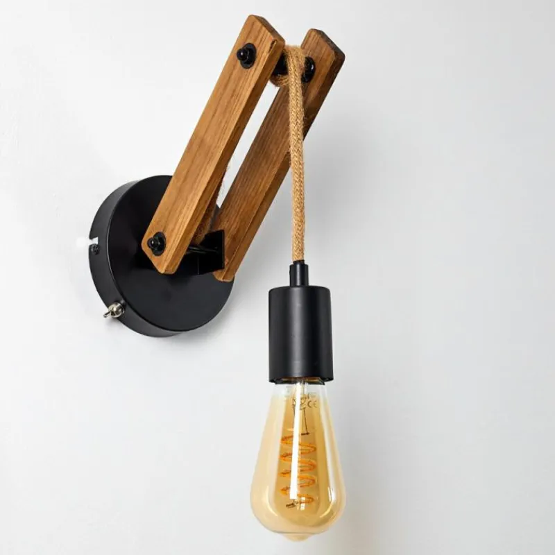 Luminaires Scandinaves-hofstein Applique murale Aarhus Bois foncé, Noir, 1 lumière