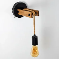 Luminaires Scandinaves-hofstein Applique murale Aarhus Bois foncé, Noir, 1 lumière