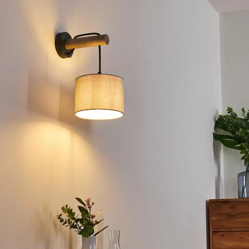 Lampes En Tissu-hofstein Applique murale Adelboden Bois foncé, Noir, 1 lumière