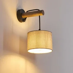 Lampes En Tissu-hofstein Applique murale Adelboden Bois foncé, Noir, 1 lumière