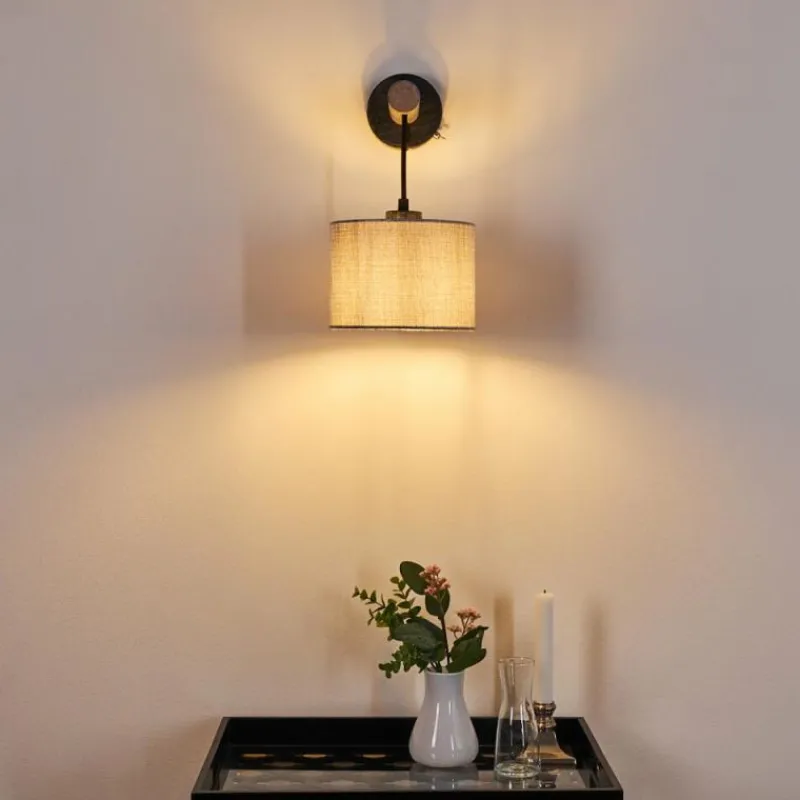 Lampes En Tissu-hofstein Applique murale Adelboden Bois foncé, Noir, 1 lumière