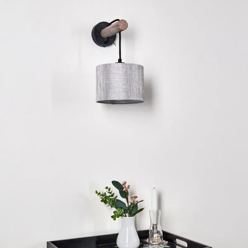 Lampes En Tissu-hofstein Applique murale Adelboden Bois foncé, Noir, 1 lumière