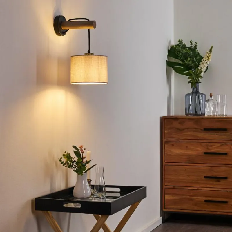 Lampes En Tissu-hofstein Applique murale Adelboden Bois foncé, Noir, 1 lumière