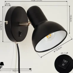 hofstein Applique murale Ambousi Chrome, Noir, 1 lumière* Appliques