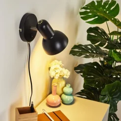 hofstein Applique murale Ambousi Chrome, Noir, 1 lumière* Appliques