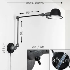 Lampes Industrielles-hofstein Applique murale Arild Gris, Noir, 1 lumière