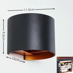 hofstein Applique murale Badajoz LED Cuivre, Noir, 1 lumière