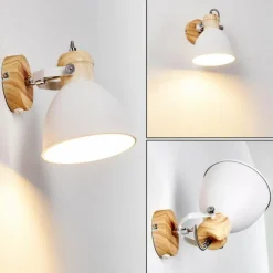Luminaires Rustiques-hofstein Applique murale Banjul Bois clair, Blanc, 1 lumière