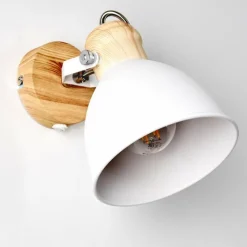 Luminaires Rustiques-hofstein Applique murale Banjul Bois clair, Blanc, 1 lumière