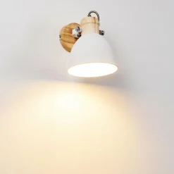 Luminaires Rustiques-hofstein Applique murale Banjul Bois clair, Blanc, 1 lumière