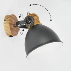 Lampes Industrielles-hofstein Applique murale Banjul Gris, Bois foncé, 1 lumière