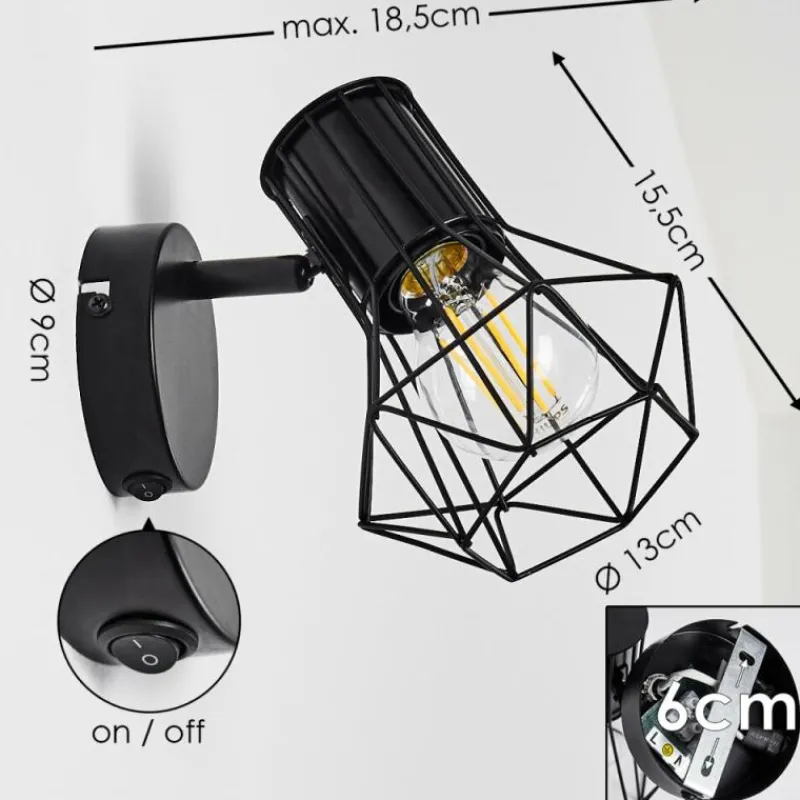 hofstein Applique murale Bardhaman Noir, 1 lumière