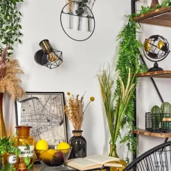 Lampes Vintages & Rétros-hofstein Applique murale Bardhaman Laiton, Noir, 1 lumière