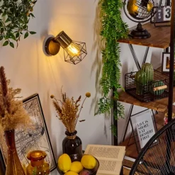 Lampes Vintages & Rétros-hofstein Applique murale Bardhaman Laiton, Noir, 1 lumière