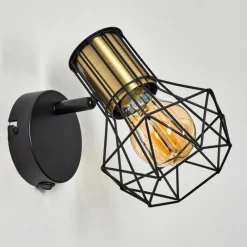 Lampes Vintages & Rétros-hofstein Applique murale Bardhaman Laiton, Noir, 1 lumière