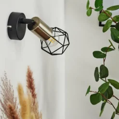 hofstein Applique murale Baripada Laiton, Noir, 1 lumière