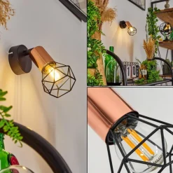 Lampes Vintages & Rétros-hofstein Applique murale Baripada Cuivre, Noir, 1 lumière