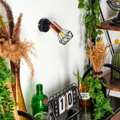 Lampes Vintages & Rétros-hofstein Applique murale Baripada Cuivre, Noir, 1 lumière