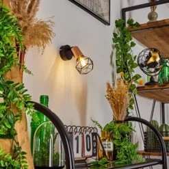 Lampes Vintages & Rétros-hofstein Applique murale Baripada Cuivre, Noir, 1 lumière