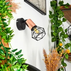 Lampes Vintages & Rétros-hofstein Applique murale Baripada Cuivre, Noir, 1 lumière