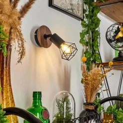 hofstein Applique murale Baripada Bois foncé, Noir, 1 lumière