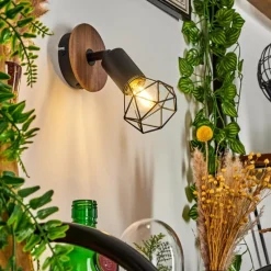 hofstein Applique murale Baripada Bois foncé, Noir, 1 lumière