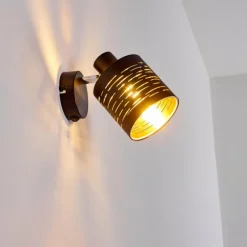 Lampes Dorées-hofstein Applique murale Bathinda Noir, 1 lumière