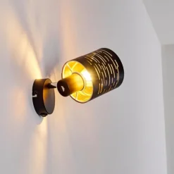 Lampes Dorées-hofstein Applique murale Bathinda Noir, 1 lumière