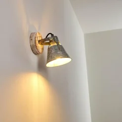 Lampes Industrielles-hofstein Applique murale Berkeley Bois clair, Zingué, 1 lumière