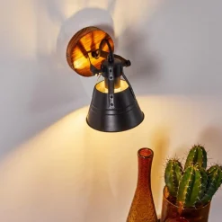 Lampes Industrielles-hofstein Applique murale Berkeley Bois foncé, Noir, 1 lumière