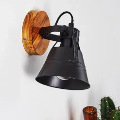 Lampes Industrielles-hofstein Applique murale Berkeley Bois foncé, Noir, 1 lumière